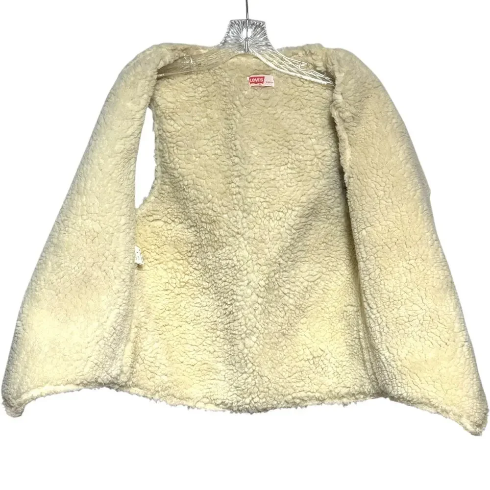 Levi's Sherpa Lined Corduroy Vest Vintage 70s Made in USA Tan Cream Medium